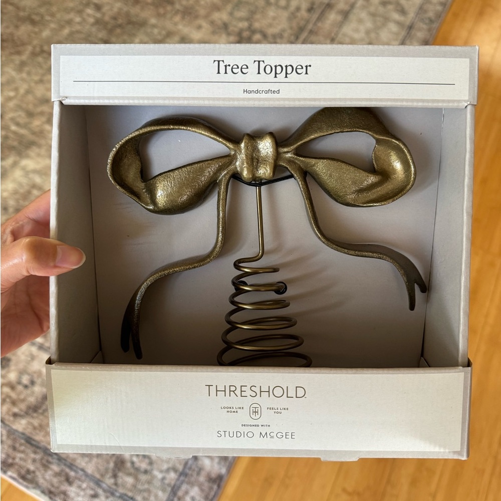 NIB Studio McGee gold bow tree topper
